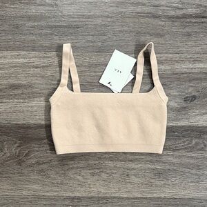 A.L.C. Light Tan Cropped Knit Top XS